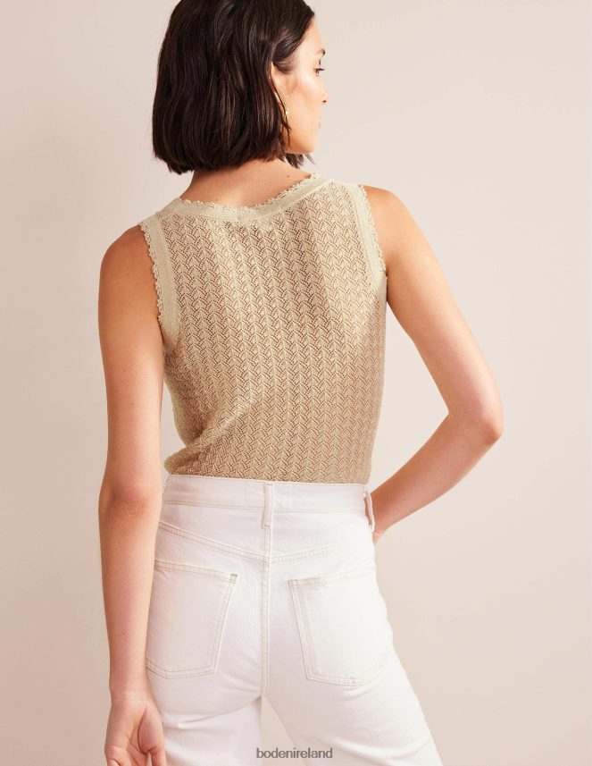 Gold Sparkle Clothing Pointelle Knit Tank Boden Women L466L61896