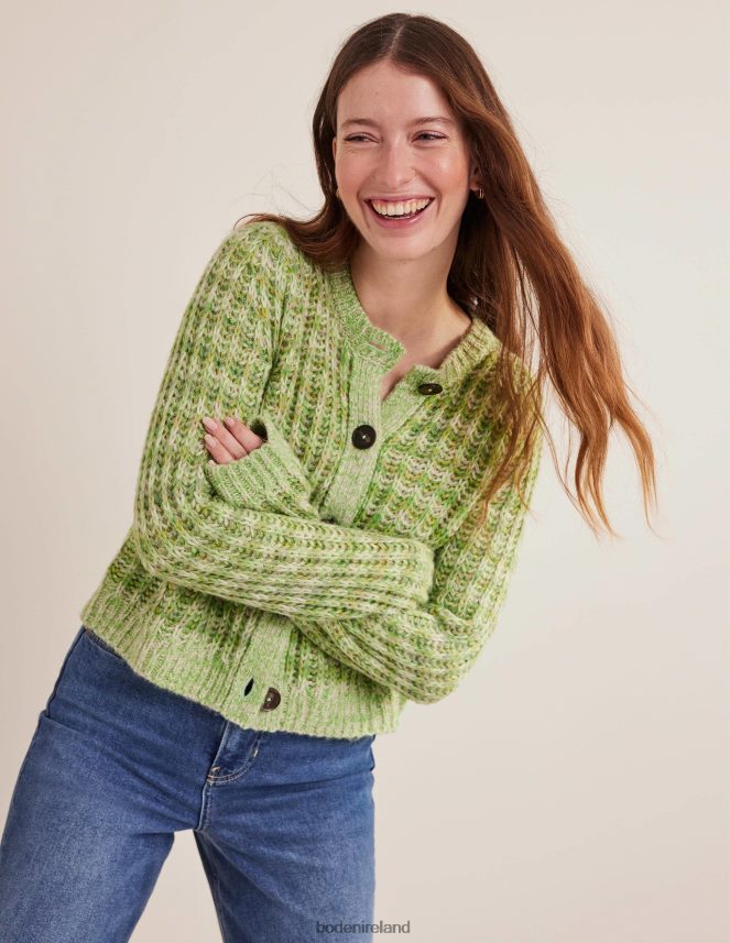 Green Marl Clothing Wide Rib Fluffy Cardigan Boden Women L466L62442
