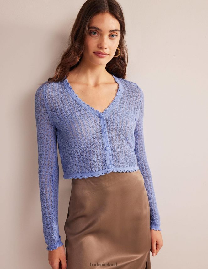 Hazy Blue Clothing Cropped Pointelle Cardigan Boden Women L466L61499