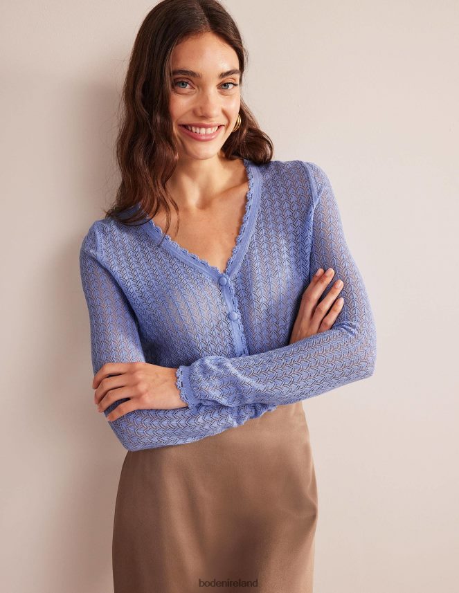 Hazy Blue Clothing Cropped Pointelle Cardigan Boden Women L466L61499