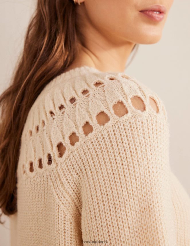 Ivory Marl Clothing Fluffy Ruffle Jumper Boden Women L466L62113