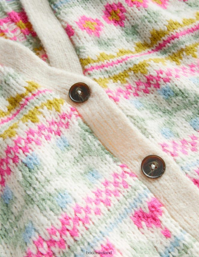Ivory & Multi Fairisle Clothing Fluffy Fair Isle Cardigan Boden Women L466L61739