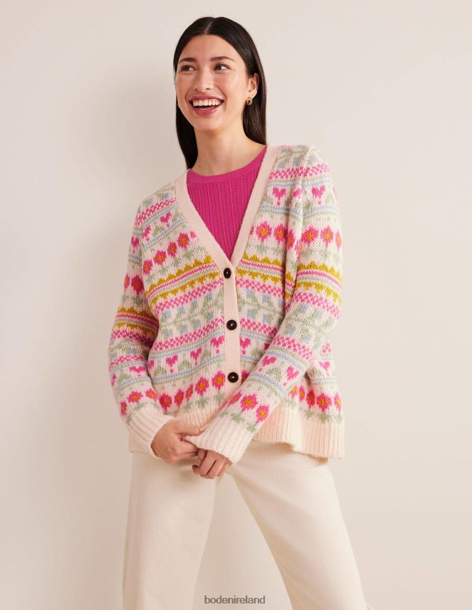 Ivory & Multi Fairisle Clothing Fluffy Fair Isle Cardigan Boden Women L466L61739