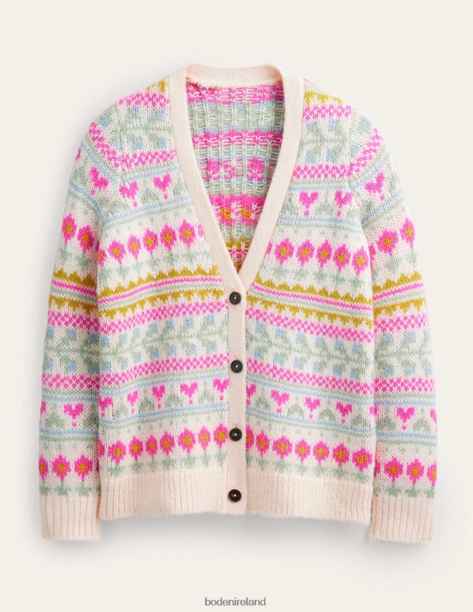 Ivory & Multi Fairisle Clothing Fluffy Fair Isle Cardigan Boden Women L466L61739