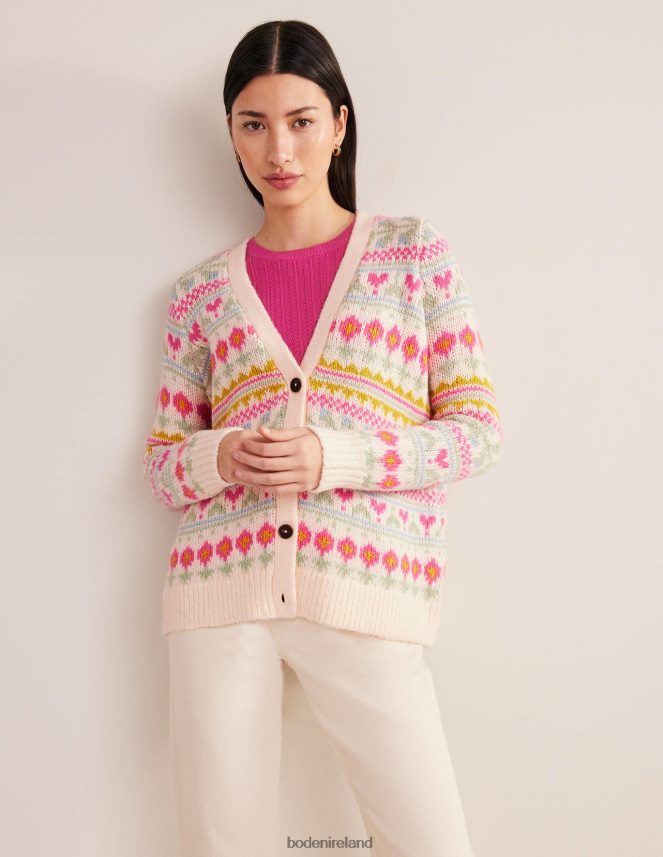 Ivory & Multi Fairisle Clothing Fluffy Fair Isle Cardigan Boden Women L466L61739