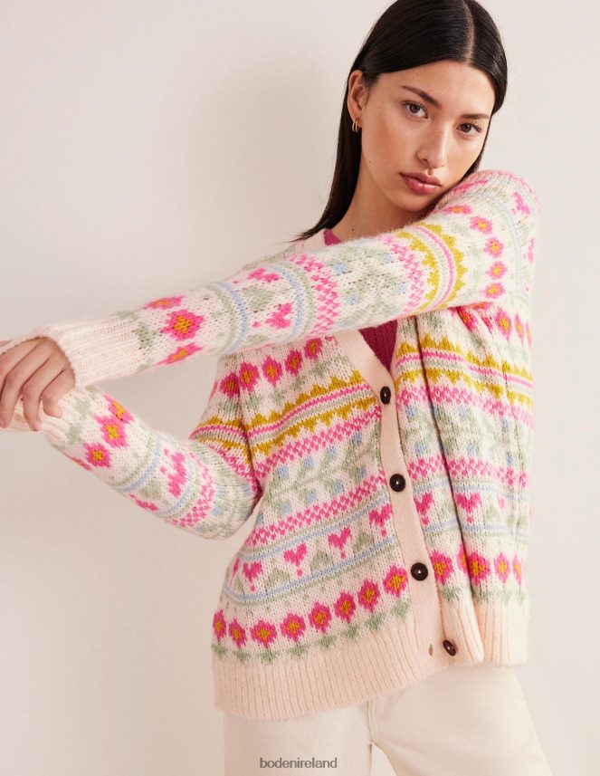 Ivory & Multi Fairisle Clothing Fluffy Fair Isle Cardigan Boden Women L466L61739