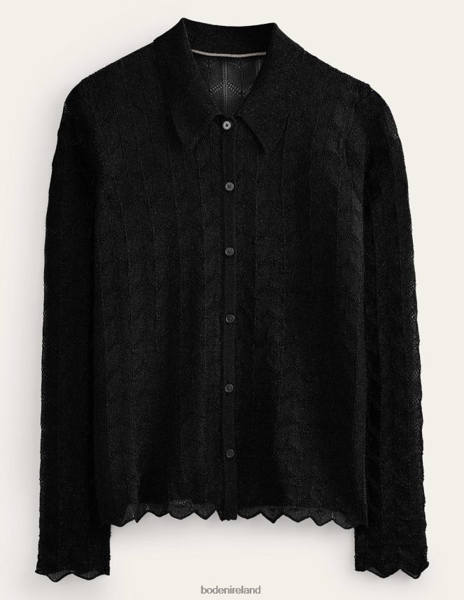 Metallic Black Clothing Knitted Beach Shirt Boden Women L466L6624
