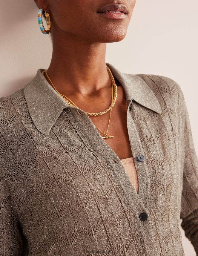 Metallic Stone Clothing Knitted Beach Shirt Boden Women L466L6617