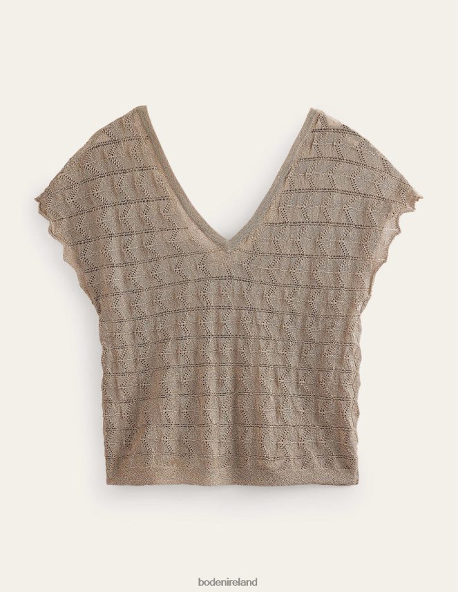 Metallic Stone Clothing V-Neck Knitted Beach Top Boden Women L466L6615