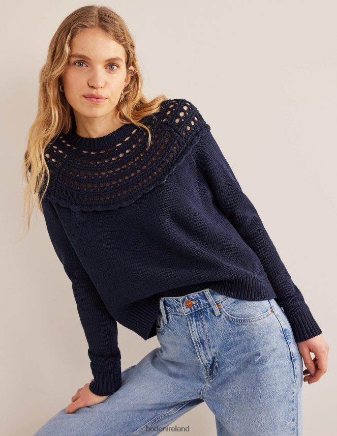 Navy Clothing Crochet Yoke Jumper Boden Women L466L61123