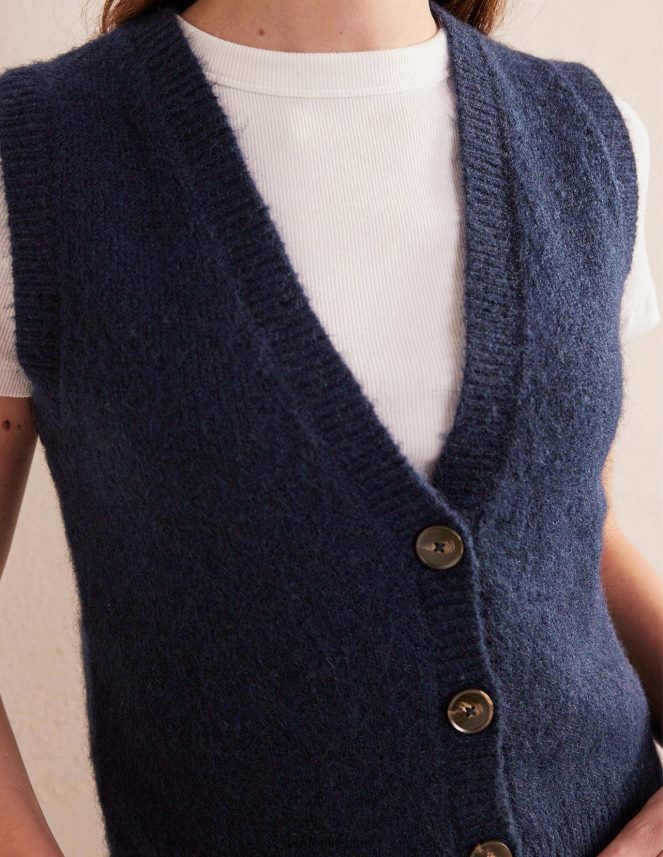 Navy Clothing Cropped Fluffy Cardigan Tank Boden Women L466L62120