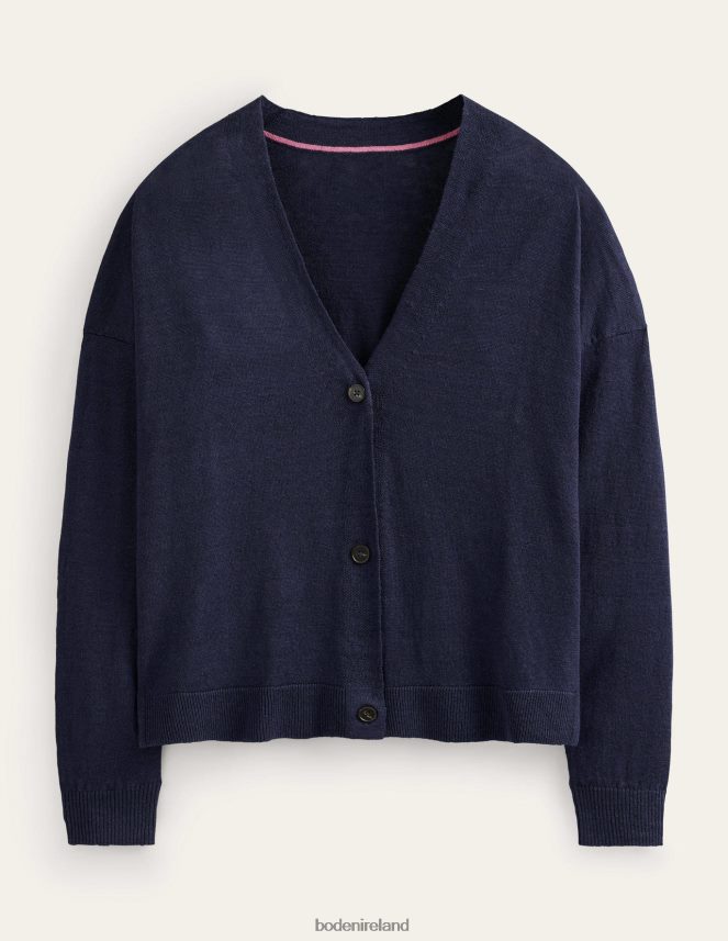 Navy Clothing V-Neck Linen Cardigan Boden Women L466L61822