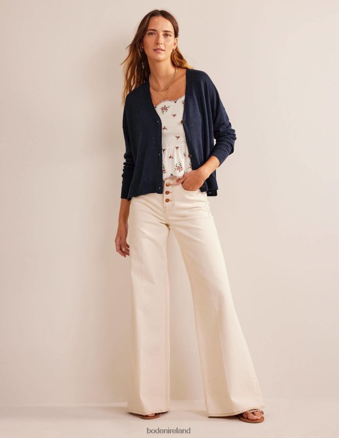 Navy Clothing V-Neck Linen Cardigan Boden Women L466L61822