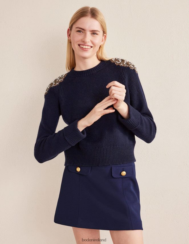 Navy Embellishment Clothing Embellished Jumper Boden Women L466L62134