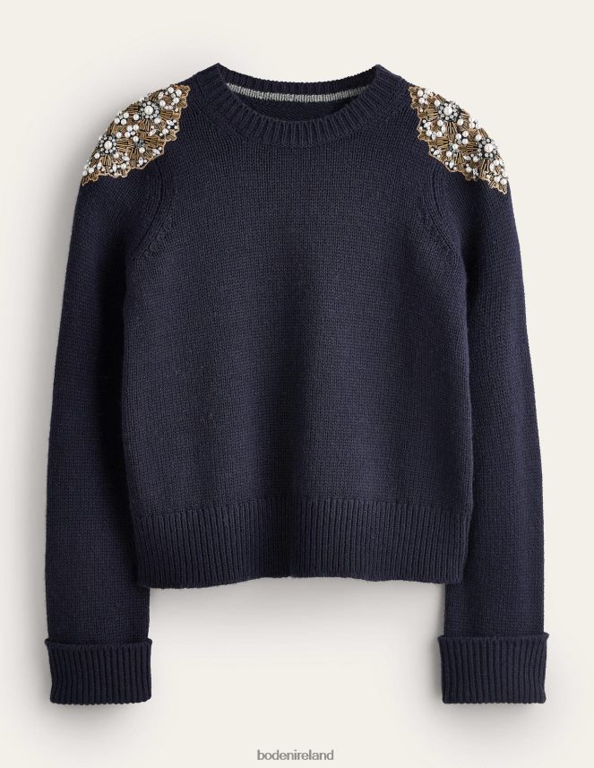 Navy Embellishment Clothing Embellished Jumper Boden Women L466L62134