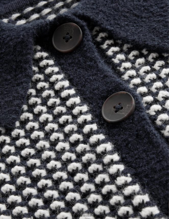 Navy Geo Jacquard Clothing Short Sleeve Cropped Cardigan Boden Women L466L61508