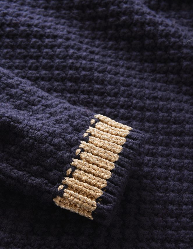 Navy & Gold Clothing Textured Chunky Wool Jumper Boden Women L466L61490