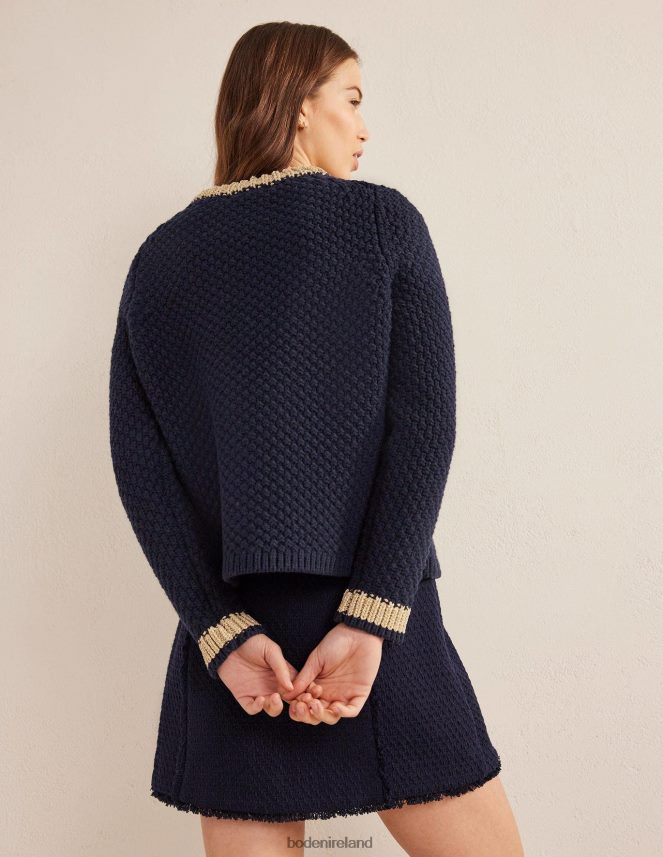Navy & Gold Clothing Textured Chunky Wool Jumper Boden Women L466L61490