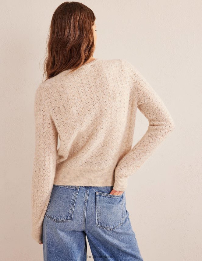 Oatmeal Melange Clothing Fluffy Pointelle Jumper Boden Women L466L61740