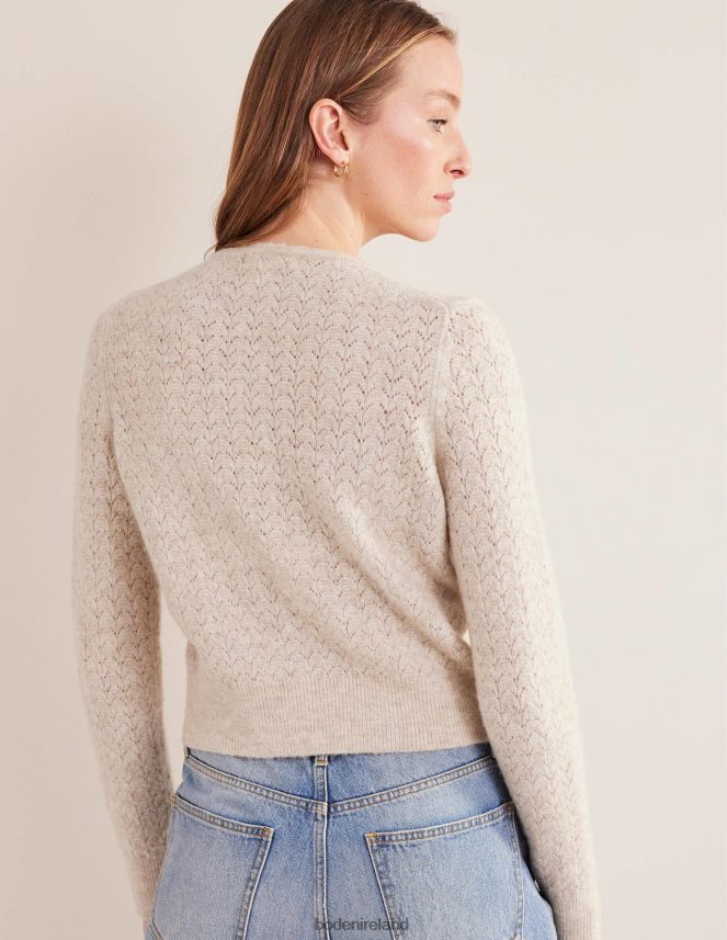 Oatmeal Melange Clothing Pointelle Long-Sleeve Cardigan Boden Women L466L62145