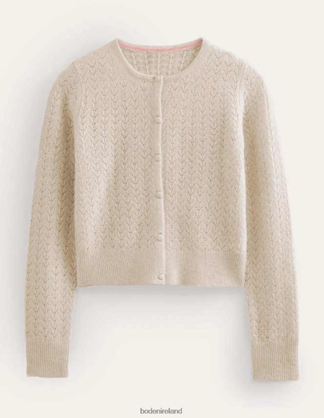 Oatmeal Melange Clothing Pointelle Long-Sleeve Cardigan Boden Women L466L62145