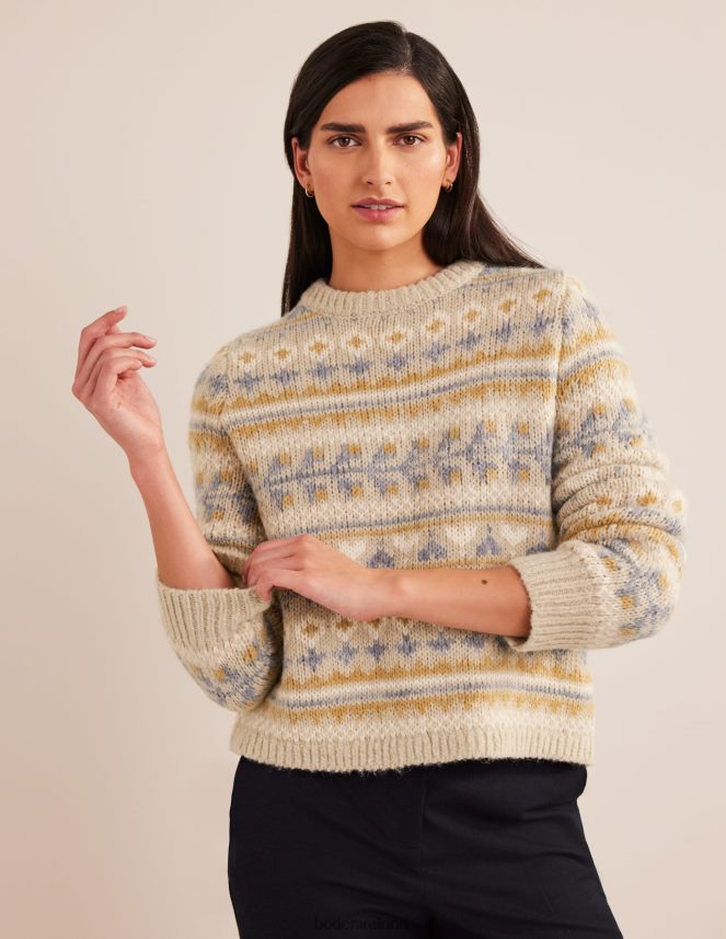 Oatmeal Melange Fairisle Clothing Fluffy Fair Isle Jumper Boden Women L466L62076