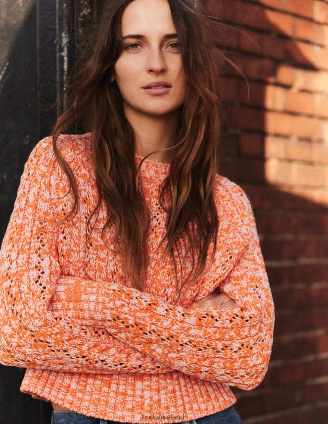 Orange & Pink Marl Clothing Marled Cable Jumper Boden Women L466L61772