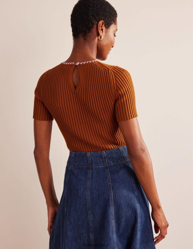 Pumpkin Clothing Crochet-Trim Knitted T-Shirt Boden Women L466L6628