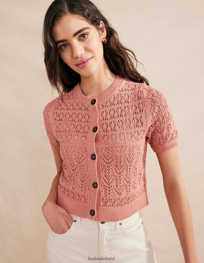 Rose Pink Clothing Pointelle Crew Neck Cardigan Boden Women L466L61480