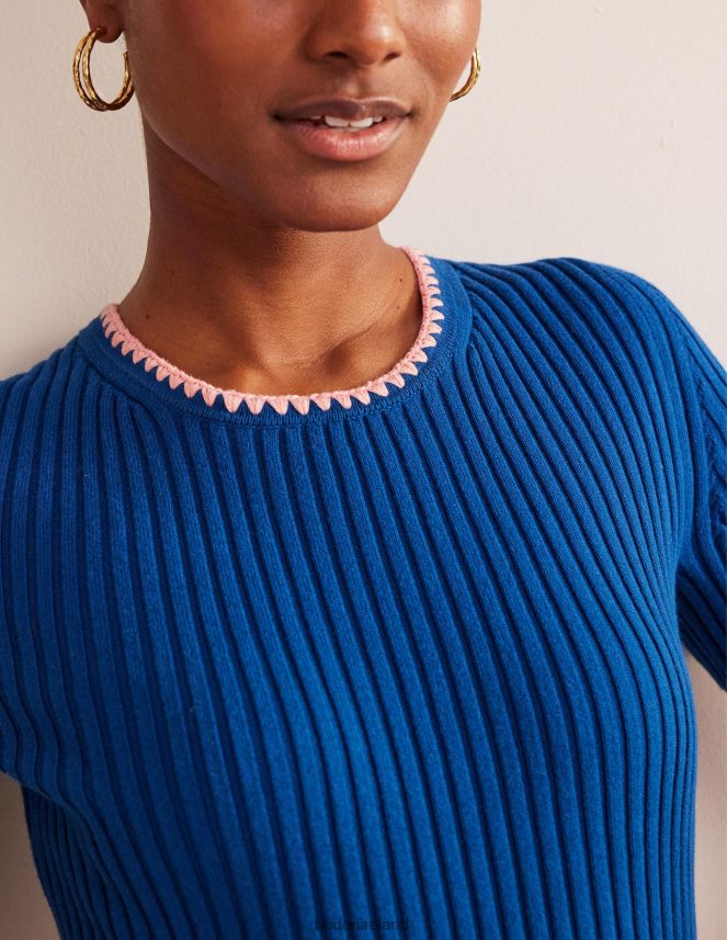 Sapphire Clothing Crochet-Trim Knitted T-Shirt Boden Women L466L6622