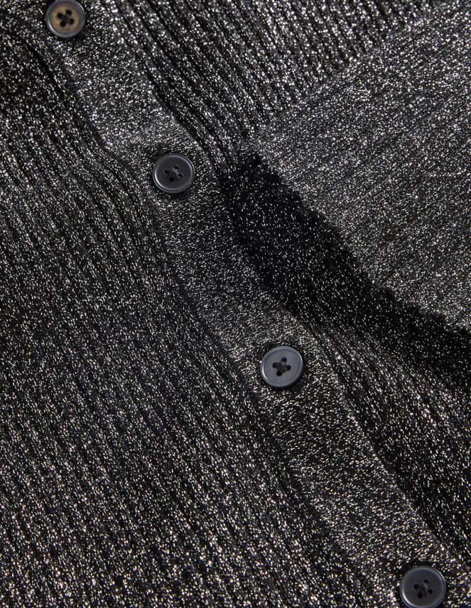 Silver & Black Clothing Ribbed Metallic Cardigan Boden Women L466L62019