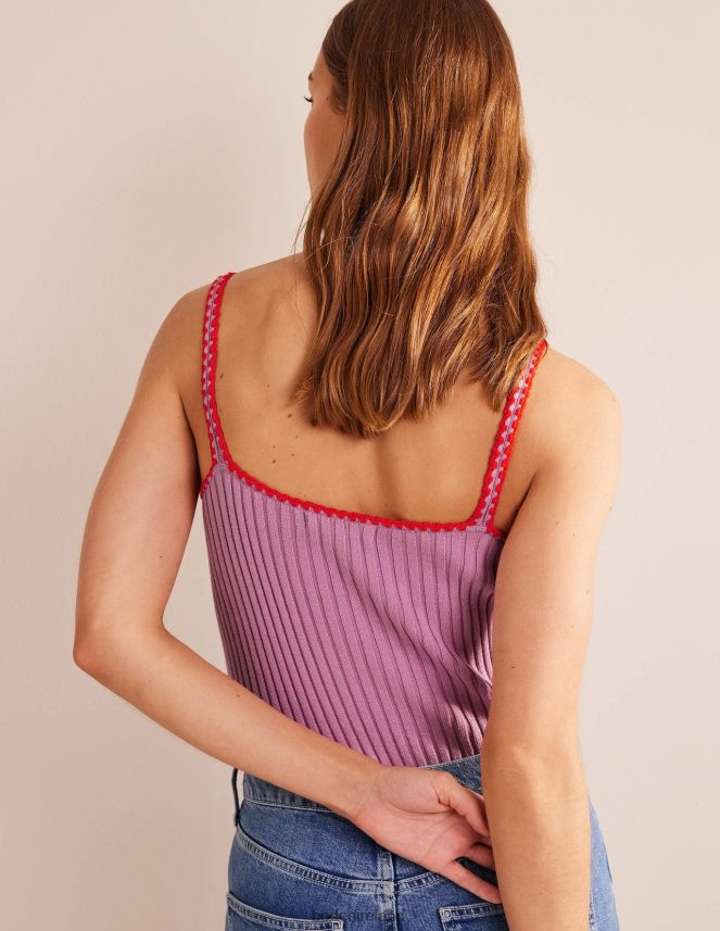 Soft Lavender Clothing Crochet-Trim Knit Crop Vest Boden Women L466L6629