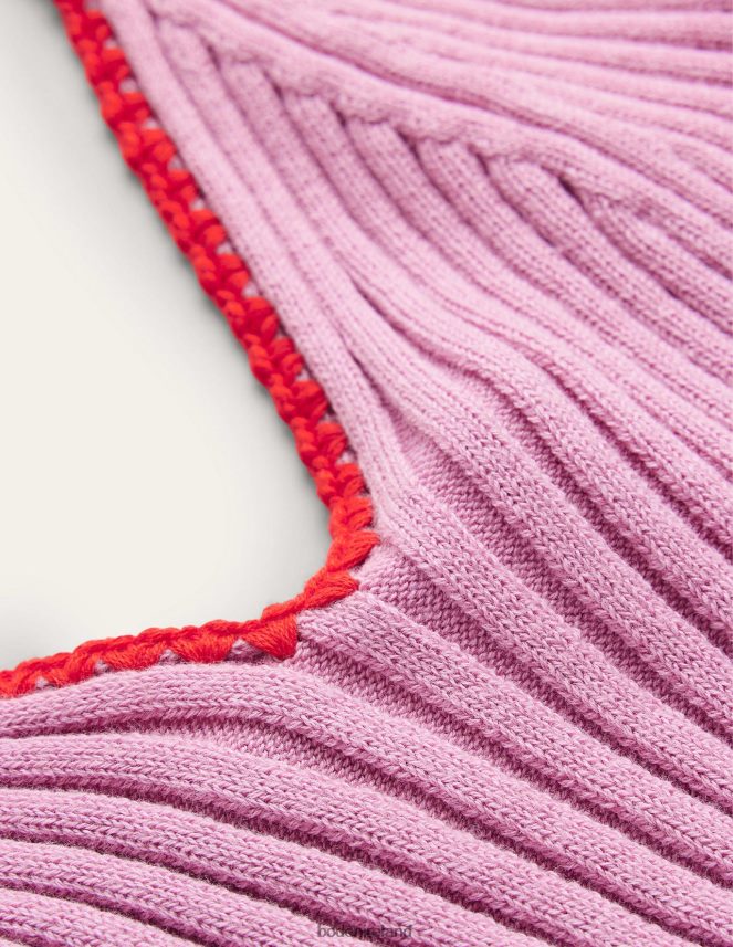 Soft Lavender Clothing Crochet-Trim Knit Crop Vest Boden Women L466L6629