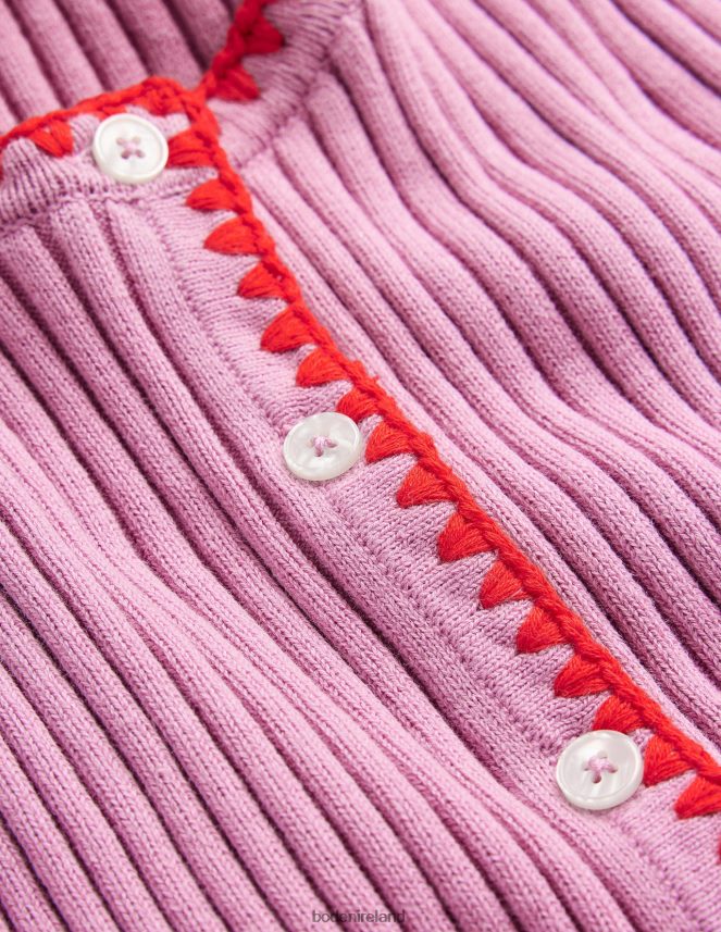 Soft Lavender Clothing Crochet-Trim Ribbed Cardigan Boden Women L466L6619