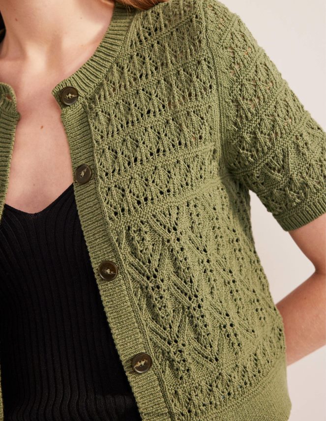 Spruce Green Clothing Pointelle Crew Neck Cardigan Boden Women L466L62114