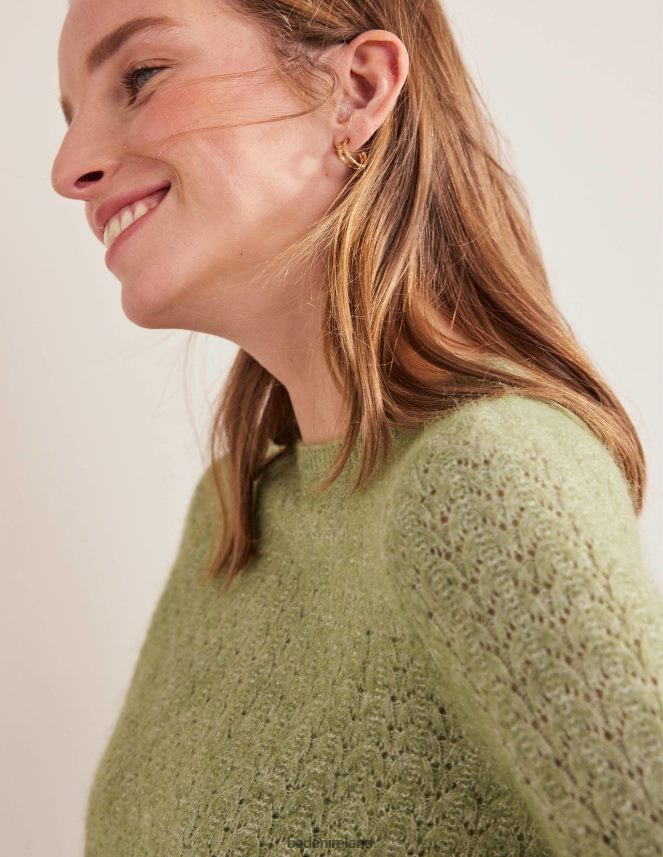 Stone Green Clothing Fluffy Pointelle Jumper Boden Women L466L61903