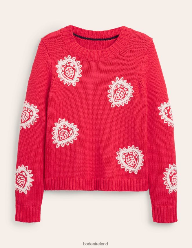 Strawberry Tart Red Clothing Chunky Embroidered Jumper Boden Women L466L61865