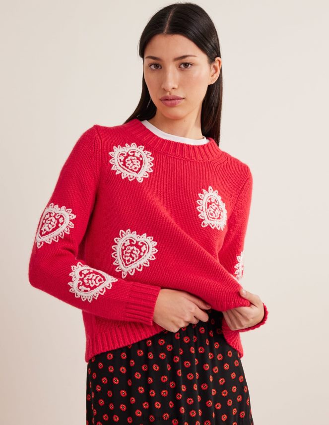 Strawberry Tart Red Clothing Chunky Embroidered Jumper Boden Women L466L61865