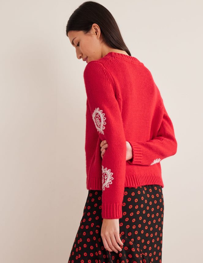 Strawberry Tart Red Clothing Chunky Embroidered Jumper Boden Women L466L61865