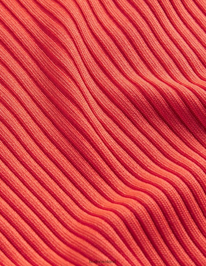 Vermillion Red Clothing Ribbed Slash Neck Jumper Boden Women L466L61723