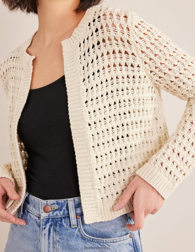 Warm Ivory Clothing Cropped Crochet Cardigan Boden Women L466L61228