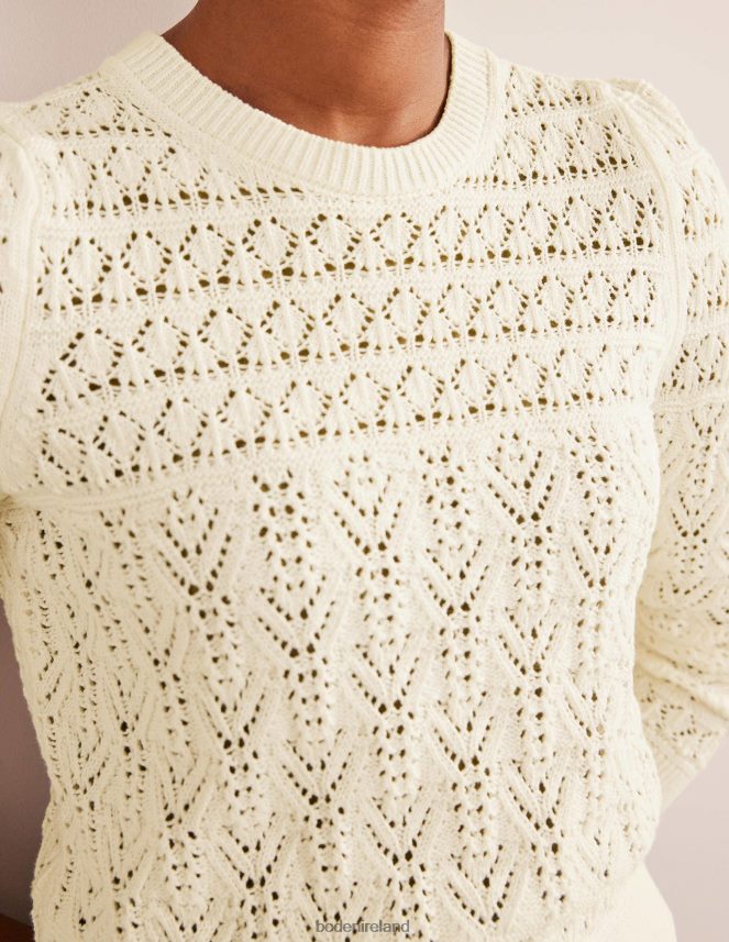 Warm Ivory Clothing Pointelle Cotton Jumper Boden Women L466L62131