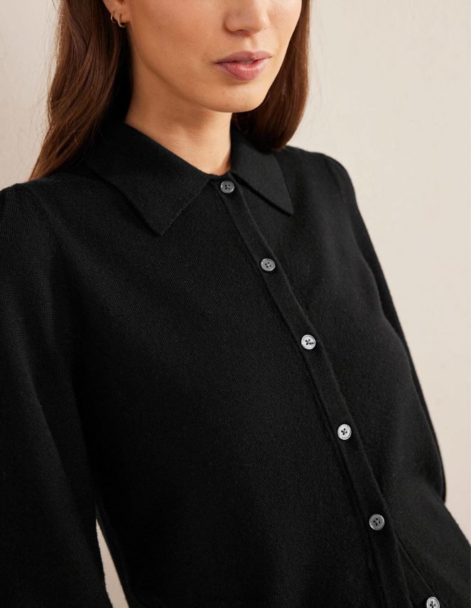 Black Clothing Merino Detail Cuff Shirt Boden Women L466L61753