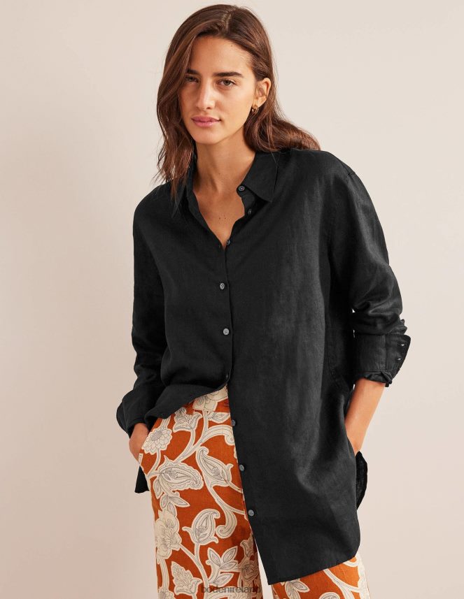 Black Clothing Relaxed Linen Shirt Boden Women L466L62093