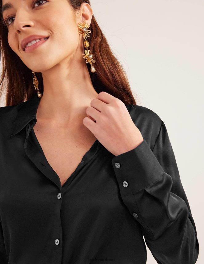 Black Clothing Relaxed Satin Shirt Boden Women L466L61300