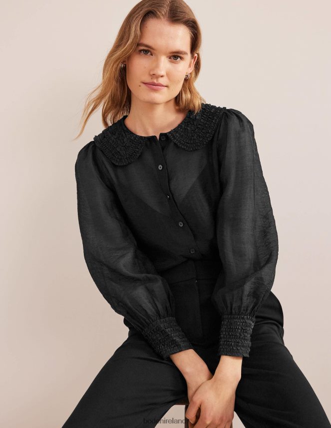 Black Clothing Ruffle Detail Organza Shirt Boden Women L466L61077