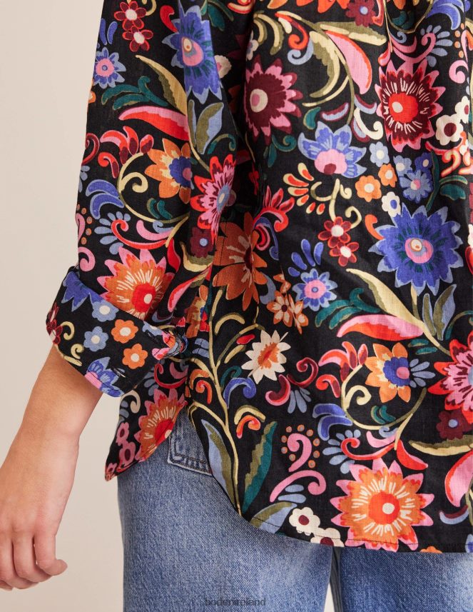 Black & Gardenia Pop Clothing New Linen Shirt Boden Women L466L62592
