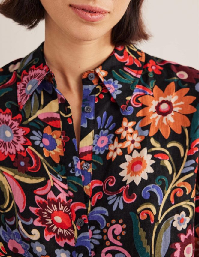 Black & Gardenia Pop Clothing New Linen Shirt Boden Women L466L62592