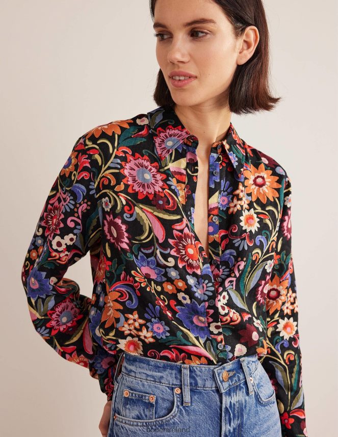 Black & Gardenia Pop Clothing New Linen Shirt Boden Women L466L62592