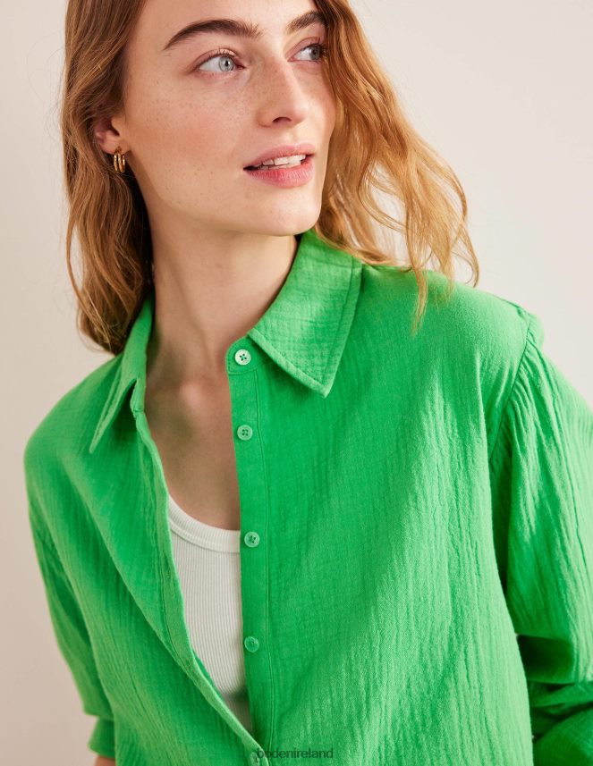 Bright Green Clothing Cotton Texture Shirt Boden Women L466L62172